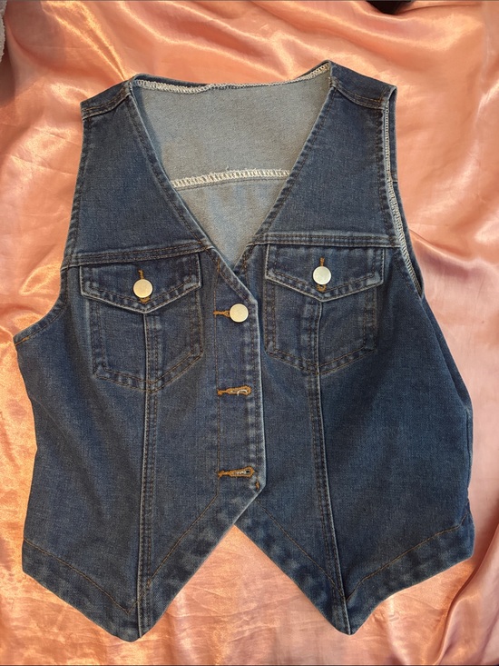 Jackets & Blazers - Classic Dark Denim Vest with Silver Buttons